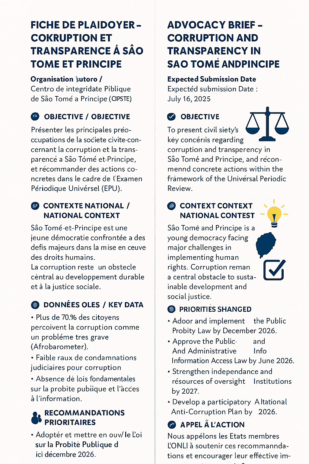 Ficha de Plaidoyer EPU Bilíngue em Francês e Inglês